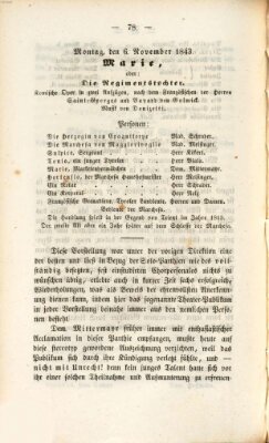 Regensburger Theater-Revue Montag 6. November 1843