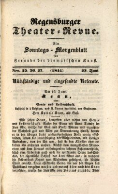 Regensburger Theater-Revue Sonntag 23. Juni 1844
