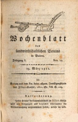 Wochenblatt des Landwirtschaftlichen Vereins in Bayern Dienstag 19. März 1811