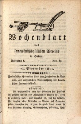 Wochenblatt des Landwirtschaftlichen Vereins in Bayern Dienstag 24. September 1811