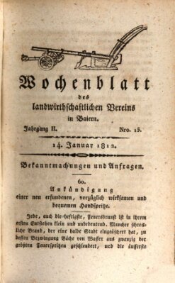 Wochenblatt des Landwirtschaftlichen Vereins in Bayern Dienstag 14. Januar 1812