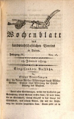 Wochenblatt des Landwirtschaftlichen Vereins in Bayern Dienstag 18. Januar 1814