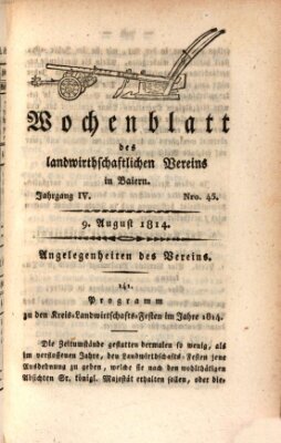 Wochenblatt des Landwirtschaftlichen Vereins in Bayern Dienstag 9. August 1814