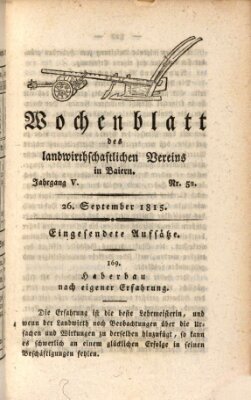 Wochenblatt des Landwirtschaftlichen Vereins in Bayern Dienstag 26. September 1815