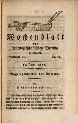 Wochenblatt des Landwirtschaftlichen Vereins in Bayern Dienstag 15. Juli 1817