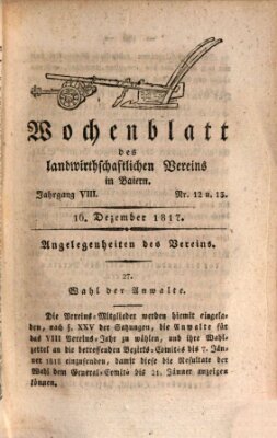Wochenblatt des Landwirtschaftlichen Vereins in Bayern Dienstag 16. Dezember 1817