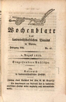 Wochenblatt des Landwirtschaftlichen Vereins in Bayern Dienstag 4. August 1818