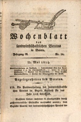 Wochenblatt des Landwirtschaftlichen Vereins in Bayern Dienstag 25. Mai 1819