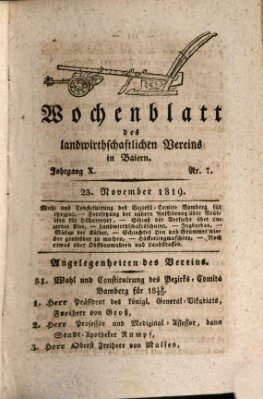 Wochenblatt des Landwirtschaftlichen Vereins in Bayern Dienstag 23. November 1819