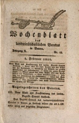 Wochenblatt des Landwirtschaftlichen Vereins in Bayern Dienstag 8. Februar 1820