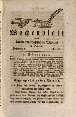Wochenblatt des Landwirtschaftlichen Vereins in Bayern Dienstag 22. Februar 1820