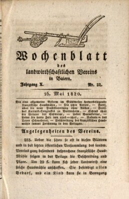 Wochenblatt des Landwirtschaftlichen Vereins in Bayern Dienstag 16. Mai 1820