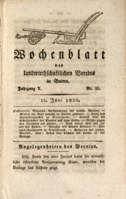 Wochenblatt des Landwirtschaftlichen Vereins in Bayern Dienstag 13. Juni 1820