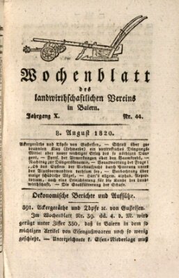 Wochenblatt des Landwirtschaftlichen Vereins in Bayern Dienstag 8. August 1820