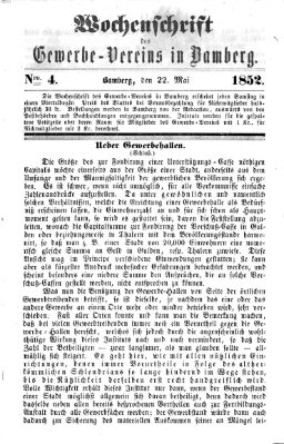 Wochenschrift des Gewerbe-Vereins der Stadt Bamberg Samstag 22. Mai 1852