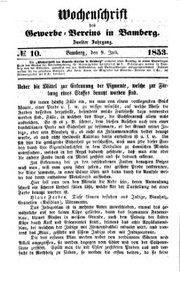 Wochenschrift des Gewerbe-Vereins der Stadt Bamberg Samstag 9. Juli 1853