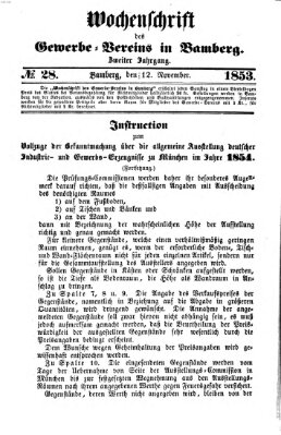 Wochenschrift des Gewerbe-Vereins der Stadt Bamberg Samstag 12. November 1853