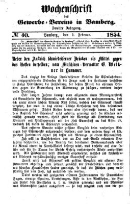 Wochenschrift des Gewerbe-Vereins der Stadt Bamberg Samstag 4. Februar 1854