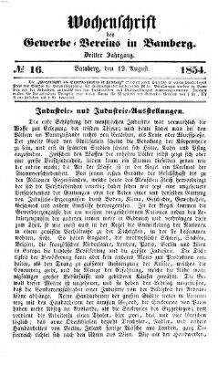 Wochenschrift des Gewerbe-Vereins der Stadt Bamberg Samstag 19. August 1854