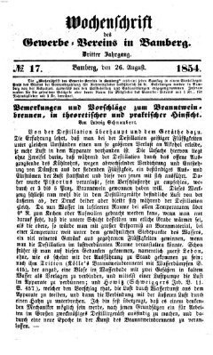 Wochenschrift des Gewerbe-Vereins der Stadt Bamberg Samstag 26. August 1854