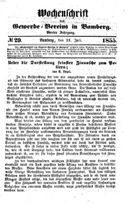 Wochenschrift des Gewerbe-Vereins der Stadt Bamberg Samstag 21. Juli 1855
