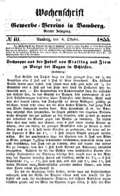 Wochenschrift des Gewerbe-Vereins der Stadt Bamberg Samstag 6. Oktober 1855