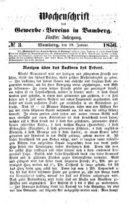 Wochenschrift des Gewerbe-Vereins der Stadt Bamberg Samstag 19. Januar 1856
