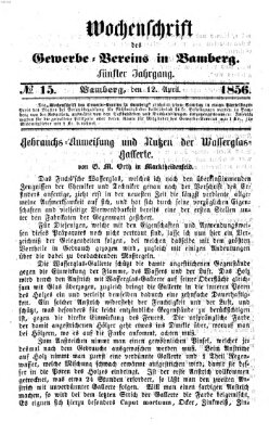 Wochenschrift des Gewerbe-Vereins der Stadt Bamberg Samstag 12. April 1856