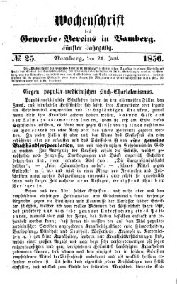 Wochenschrift des Gewerbe-Vereins der Stadt Bamberg Samstag 21. Juni 1856