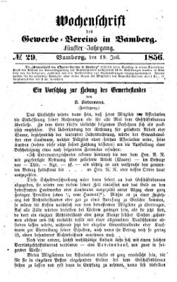 Wochenschrift des Gewerbe-Vereins der Stadt Bamberg Samstag 19. Juli 1856