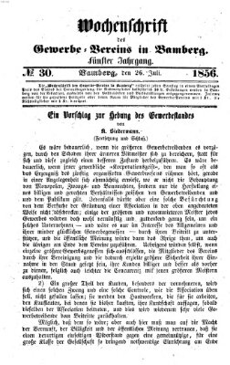 Wochenschrift des Gewerbe-Vereins der Stadt Bamberg Samstag 26. Juli 1856