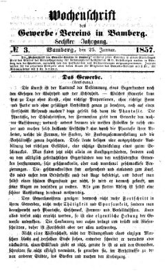 Wochenschrift des Gewerbe-Vereins der Stadt Bamberg Sonntag 25. Januar 1857