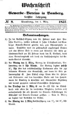 Wochenschrift des Gewerbe-Vereins der Stadt Bamberg Sonntag 1. März 1857