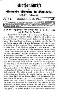 Wochenschrift des Gewerbe-Vereins der Stadt Bamberg Sonntag 29. März 1857