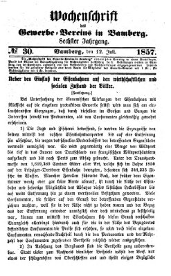 Wochenschrift des Gewerbe-Vereins der Stadt Bamberg Sonntag 12. Juli 1857