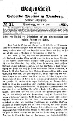 Wochenschrift des Gewerbe-Vereins der Stadt Bamberg Sonntag 19. Juli 1857