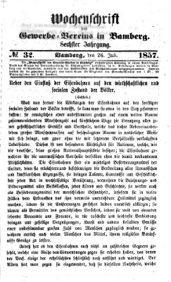 Wochenschrift des Gewerbe-Vereins der Stadt Bamberg Sonntag 26. Juli 1857