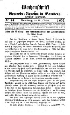 Wochenschrift des Gewerbe-Vereins der Stadt Bamberg Sonntag 18. Oktober 1857
