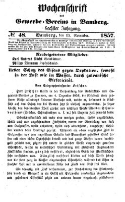 Wochenschrift des Gewerbe-Vereins der Stadt Bamberg Sonntag 15. November 1857