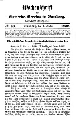 Wochenschrift des Gewerbe-Vereins der Stadt Bamberg Sonntag 3. Oktober 1858