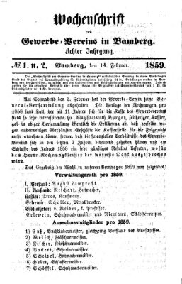 Wochenschrift des Gewerbe-Vereins der Stadt Bamberg Montag 14. Februar 1859