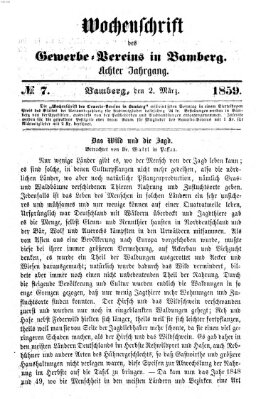 Wochenschrift des Gewerbe-Vereins der Stadt Bamberg Mittwoch 2. März 1859