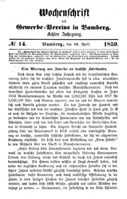 Wochenschrift des Gewerbe-Vereins der Stadt Bamberg Sonntag 10. April 1859
