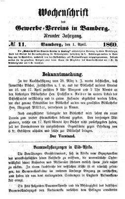 Wochenschrift des Gewerbe-Vereins der Stadt Bamberg