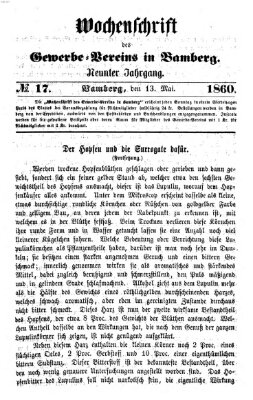 Wochenschrift des Gewerbe-Vereins der Stadt Bamberg Sonntag 13. Mai 1860