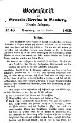 Wochenschrift des Gewerbe-Vereins der Stadt Bamberg Sonntag 21. Oktober 1860