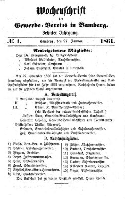 Wochenschrift des Gewerbe-Vereins der Stadt Bamberg Sonntag 27. Januar 1861