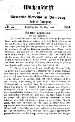 Wochenschrift des Gewerbe-Vereins der Stadt Bamberg Sonntag 22. September 1861