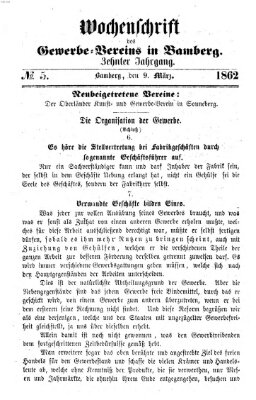 Wochenschrift des Gewerbe-Vereins der Stadt Bamberg Sonntag 9. März 1862