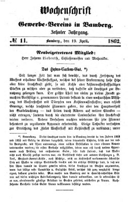 Wochenschrift des Gewerbe-Vereins der Stadt Bamberg Samstag 19. April 1862